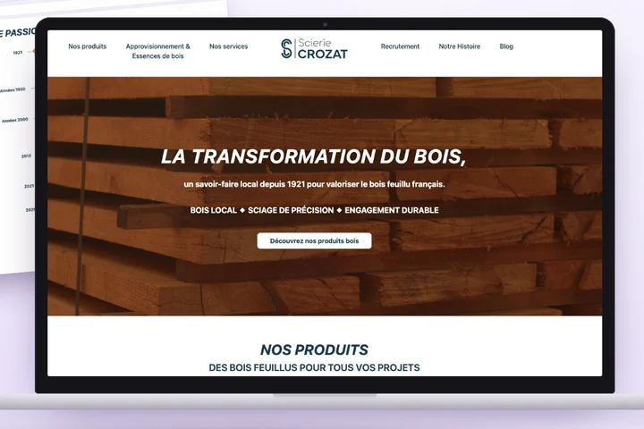 Le site de la Scierie Crozat sur un ordinateur portable