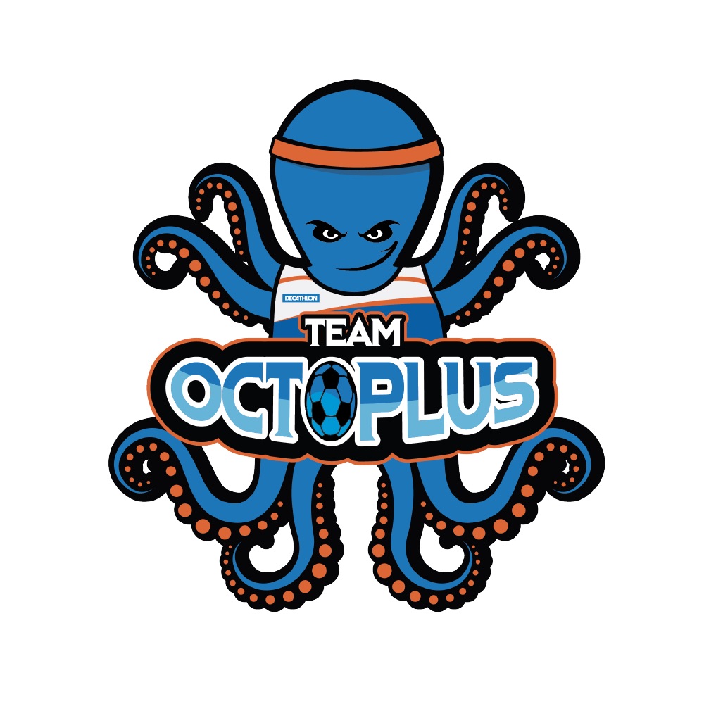 Emblème Team Octoplus du magasin Decathlon de Reims : une pieuvre bleue et orange.