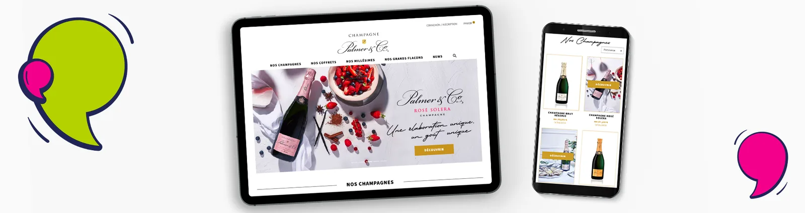 Exemple de site e-commerce réalisé par l’agence sous Prestashop dans l’univers du champagne