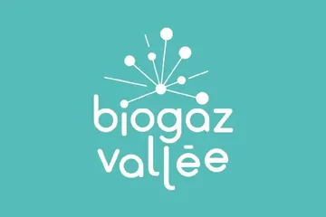 Le logo Biogaz Vallée, en blanc sur fond turquoise